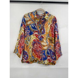 Hinson Wu Aileen Blouse Women XS Multicolor Paisley Retro‎ Floral Art To Wear